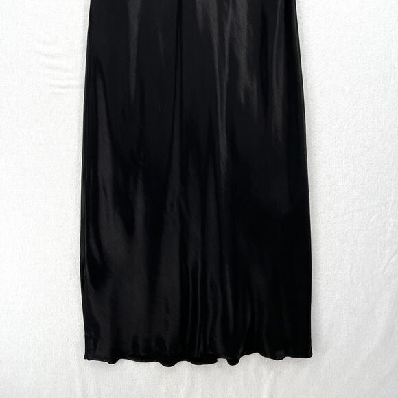 ENZA COSTA Satin Bias Slip Dress Womens XL Black Maxi V-neck Spaghetti Strap - Picture 6 of 16